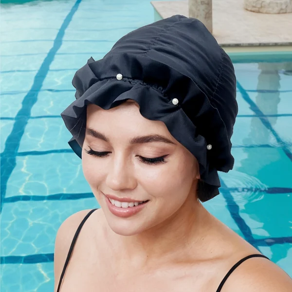 Ruffle Swim Cap for Long Hair