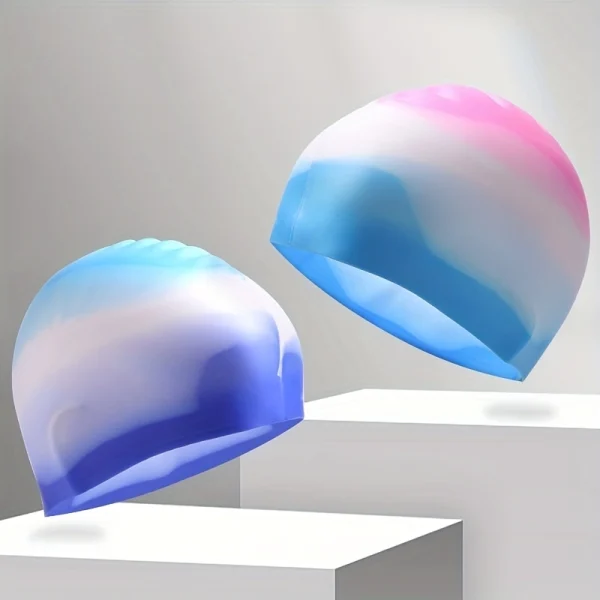 Color Block Silicone Swim Cap